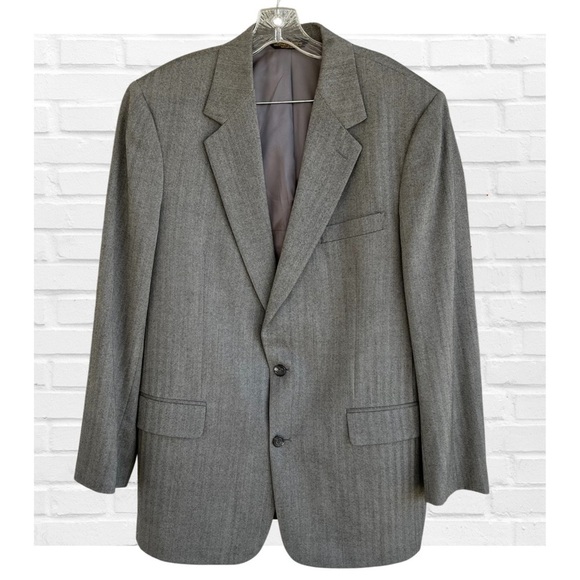 Brooks Brothers Gray Herringbone Wool Suit Jacket Blazer